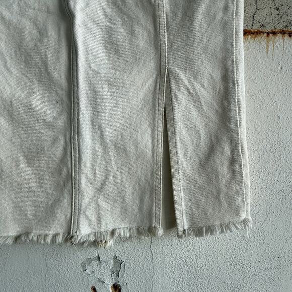 Free People Denim Skirt Size 27 We the Free Cream Cotton Midi Pencil Raw Hem - Picture 2 of 7